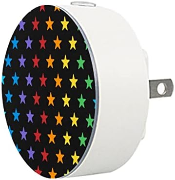 2 Pacote de plug-in nightlight night noite luz colorida padrão com fundo preto com sensor do anoitecer