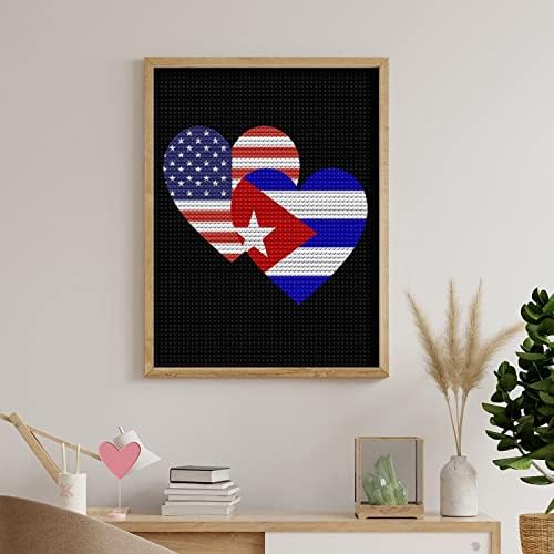 Cuba American Heart Flag Custom Diamond Kits Kits Paint Art Picture By Numbers for Home Wall Decoration 12 X16