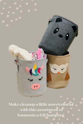 Lavanderia e cesta de brinquedos de crianças - cesto de bebê Felt Baby com alças fortes e design fofo - cesta de