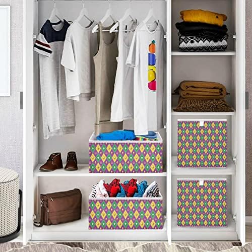 cestas de armário de armários visesunny mardi bins de tecido para organizar prateleiras caixas de cubo de armazenamento dobrável para roupas, brinquedos, higiene pessoal, abastecimento de escritório