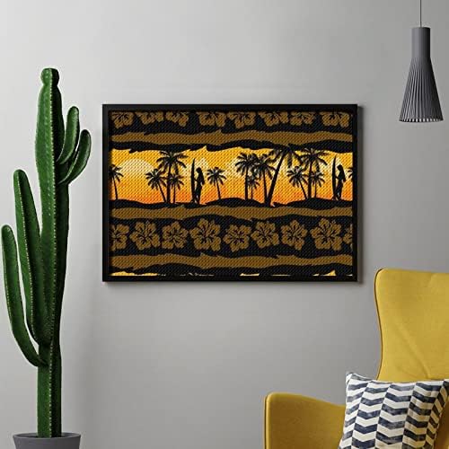 Tropical Frangipani com palmeiras kits de pintura de diamante nascer do sol 5d DIY Full Brill Rhinestone