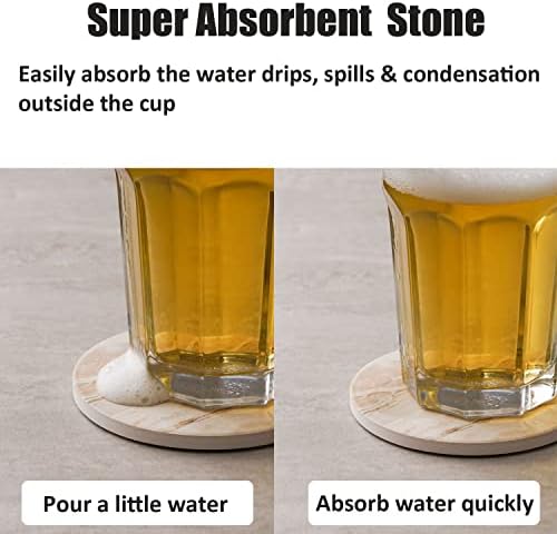 Adorever 6 PCs Coasters para bebidas com suporte, absorvente Drink Coaster Marble estilo Copos