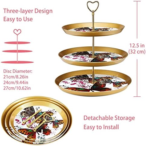 Cupcake de 3 camadas Stand Butterflies Party Food Server Display Stand Fruit Plate Decorating para casamento,