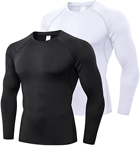 Camisas de compressão masculinas de manga comprida, camada de base, treino seco rápido t suportes esportes