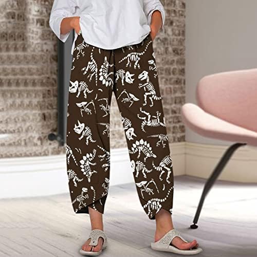 Calça casual miashui para mulheres calça de cintura elástica de verão com bolso solto de maternidade confortável para mulheres