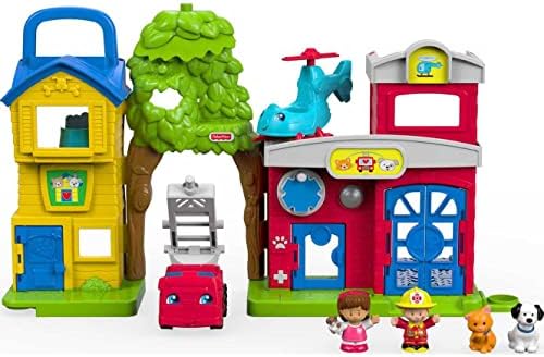 Fisher-Price Little People Costa Criança Toy Animal Rescue Playset com luzes Sons Figuras e veículos por idades