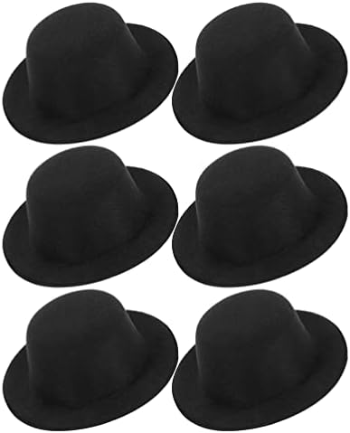 StoBok Miniatura Hats de Santa 6pcs Mini chapéus formais Black Tops Chapé