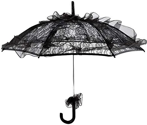 PLPLAAOBO New Black Color Lace Umbrella, Parasol for Lady Women Party Decor Darty Photography Prop