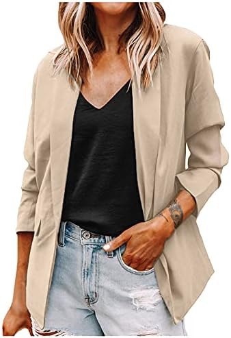 Jackets formais de blazer para mulheres de lapela sólida terno de manga longa de manga longa aberta cardigã