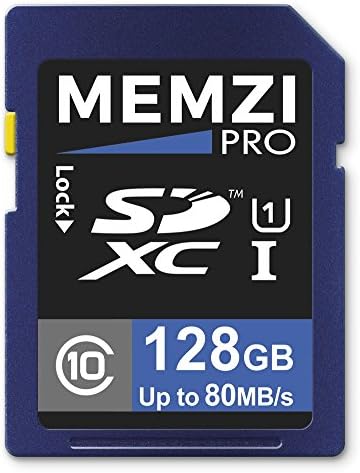 Memzi 128GB Classe 10 80MB/S SDXC Memory Card para Canon PowerShot A4050 IS, A4000 IS, A3500 IS,