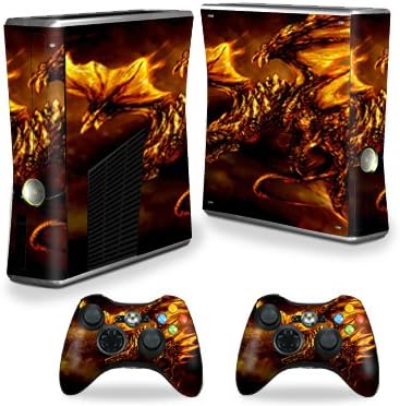 MightySkins Skin for X -Box 360 Xbox 360 S Console - Golden Dragon | Tampa protetora, durável e exclusiva do encomendamento de vinil | Fácil de aplicar, remover e alterar estilos | Feito nos Estados Unidos