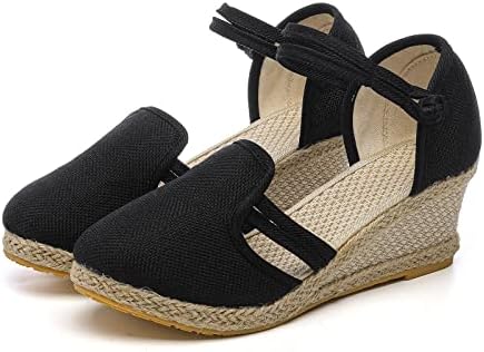 Zhouxingb Sandálias de flip -flop para mulheres sandálias femininas sandálias de linho de linho de cunha