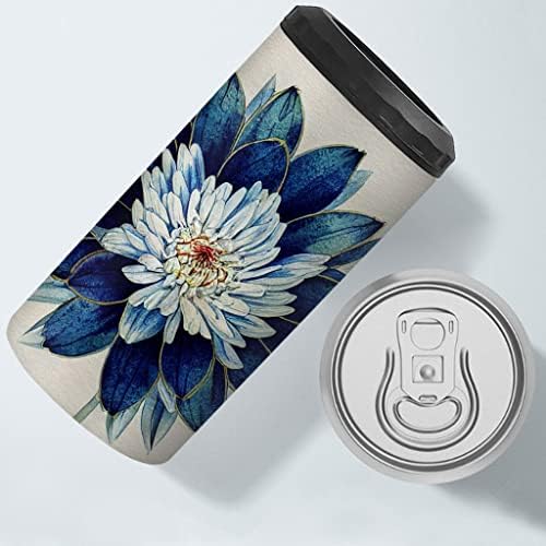 Flor Art Isolado Slim CAN mais frio - lata botânica azul mais refrigerada - obra de arte isolada lata mais fria