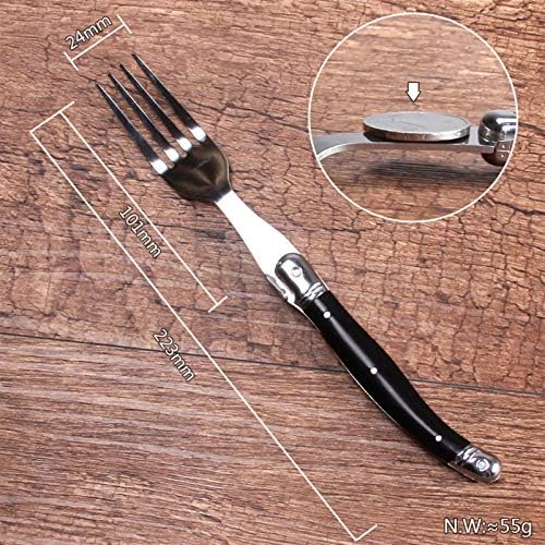 Dejjfoi Black Cutlery Conjunto de Steak Fork Dinner aço Aço Aço Forks de Mesa de Mesa de Mesa de Mesa de Mesa de Mesa de Mesa 2/4/6pcs8 '' Estilo Laguiole