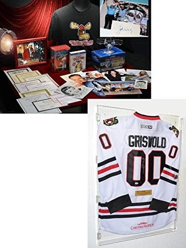Coleção de autógrafos de férias e, Chevy Chase, assinou a camisa Blackhawk Coa, 12 autógrafos de elenco, Chevy Chase e John Candy + Coa's, UACC, Blu Ray DVD, caneca, mais