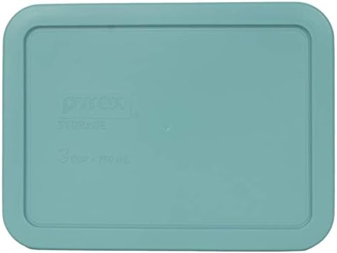 Pyrex 7210-PC 3 xícara de tampa de armazenamento de alimentos de plástico de retangular turquesa feita nos EUA