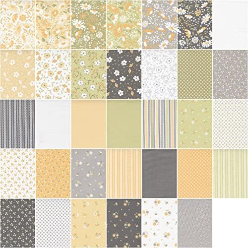Moda Fabrics Buttercup e Bolo de camada de ardósia, 42-10 '' Pré-corte quadrados de tecido de tecido por
