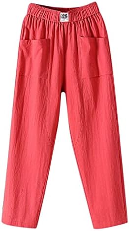 Potton Casual com bolsos CapRis elegantes para mulheres linho de praia de verão Capris 2023 calças leves cortadas