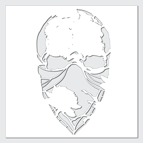 Estêncil - Estêncil - Crânio e máscara facial com modelo de motociclista de rosas DIY Melhores estênceis