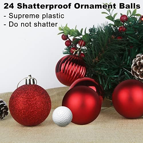 Red 3,2 Grandes bolas de Natal - ornamentos de decoração de árvores de Natal Bolas suspensas à prova de que se