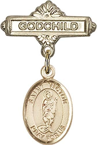 Rosgo do bebê de obsessão por jóias com São Victor de Marselha Charme e Distintivo de Godchild Pin