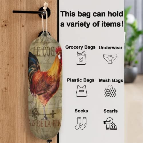 Suporte de sacola plástica de galo vintage, porto de mercearia de frango de animal pendurado saco de lixo