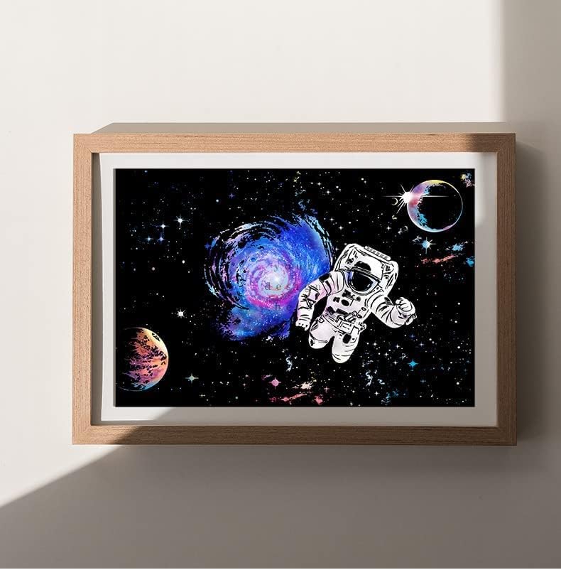 Arco -íris de papel arco -íris de pintura de esboço Diy Art Craft Night View Astronaut Space Series