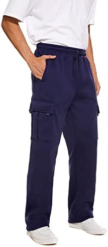 Calça de moletom de carga para homens de lã de lã de pesos pesados ​​calças masculinas de calças