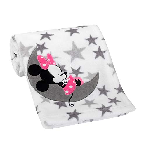 Lambs & Ivy Disney Baby Minnie Mouse Fleece Baby Blanket, cinza/branco