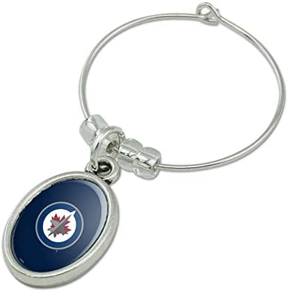 Winnipeg Jets Logo Glass Oval Charm Marker