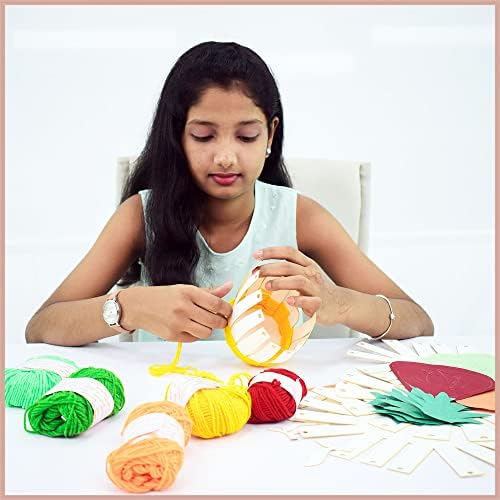 Kit de tecelagem de cesta de fios artesanais - DIY 4 em 1 kit colorido de fabricação de Baskit, kit de tecelagem