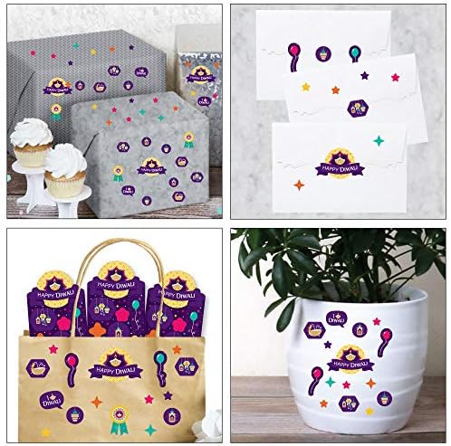Big Dot of Happiness Happy Diwali - Festival of Lights Party Favor Kids Stickers - 16 folhas - 256