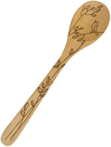 Talisman Designa a laser gravada Beechwood Mixing Spoon | Projeto da natureza extravagante | Madeira, ferramenta de cozinha | Utensílios decorativos de madeira