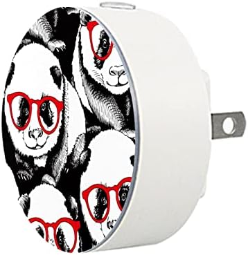 2 Pacote de plug-in nightlight night night leve panda preto branco com sensor do anoitecer para o quarto para o quarto de crianças, berçário, cozinha, corredor