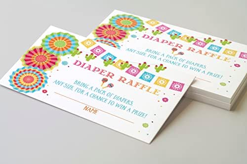 Seu evento principal imprime Fiesta mexicana Baby Shower Freiaper Raffle Card, bilhete de sorteio de fraldas,