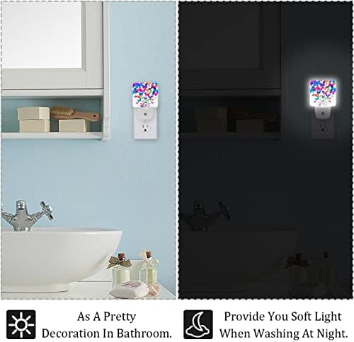 Rodailycay sensor leve de fundo de borboleta leve, 2 compactores de luzes noturnas se conectam na parede, luz noturna de LED branco quente para viveiro, quarto, banheiro, corredor, quarto infantil, escadas