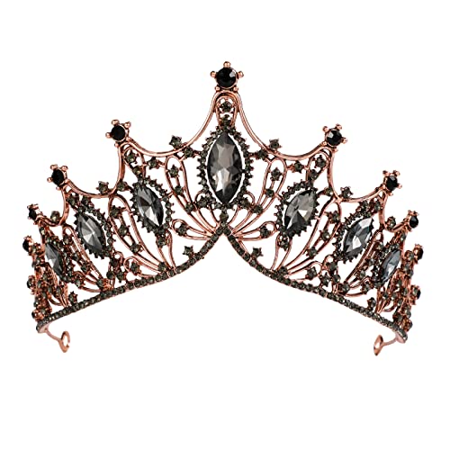 Halonly Black Crown for Women Gothic, Tiara de cristal artesanal para meninas, acessórios para o