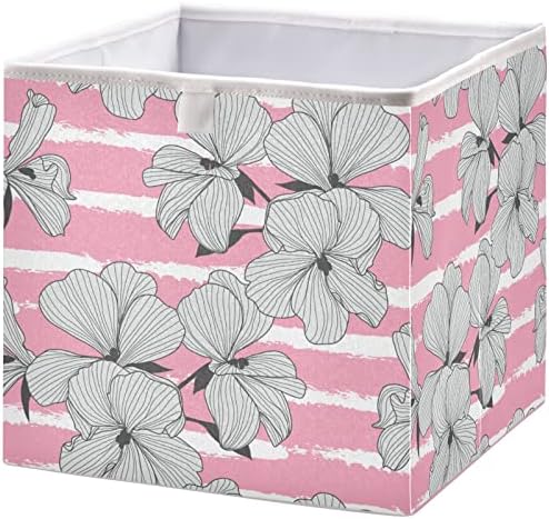 Cestas de armário VISESUNNY elegantes cestas de tecido de lixeira rosa de flores para organizar caixas de