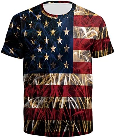 Camisas de treino de verão para homens menses gráficas camisetas casuais 3d 4 de julho Padrão de bandeira