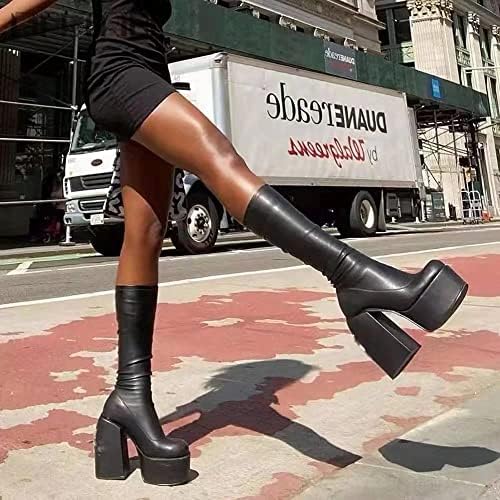 Botas altas de joelho de bezerro feminino