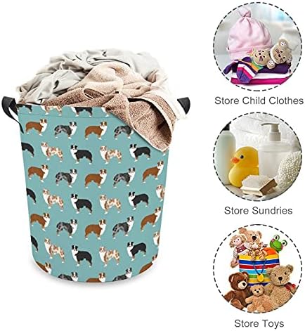 Pastores cães cães oxford cesto de lavanderia com alças cestas de armazenamento para organizador de brinquedos