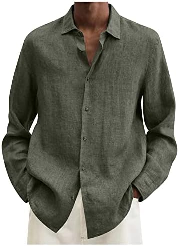 Camisas de linho Zefotim para homens de manga longa/curta camisetas de vestido casual slim fit slim