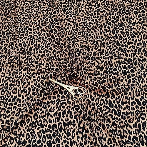 Tecido de fundo de fundo de impressão de leopardo marrom avermelhado no quintal, tecido de malha de nylon spandex de 4 vias