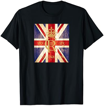 Rei Carlos III da Grã-Bretanha, coroação real, camiseta de bandeira britânica