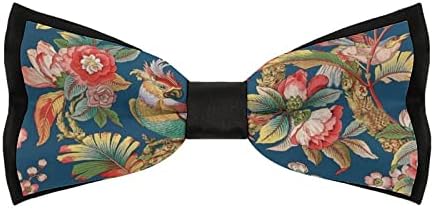 Weedkeycat Antique French Chinoiserie em azul de gravata engraçada gravada com laço formal pré-amarrado