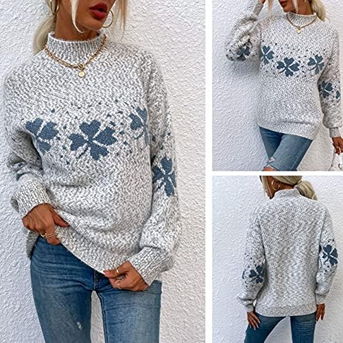 Moletom -madrez de malhas de tamanho grande feminino Christmas Snowflakes Sweater Sweater Sweater