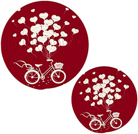 Alaza Balão do Coração do Dia dos Namorados Balão Romântico Bike Potholders Defina os suportes de algodão Hot Pot Setent Coasters, almofadas quentes, tapetes quentes para o balcão de cozinha decorativo