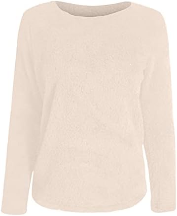 RMXEI Feminina Blusa de cor sólida casual de mangas compridas suéters de caxemira de mangas compridas