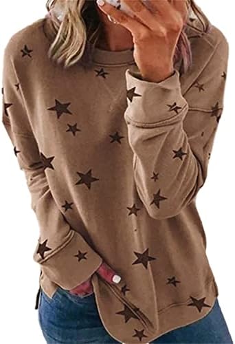 O outono de manga comprida para mulheres impressão de suéteres de manga comprida moda de moda de moda de moda