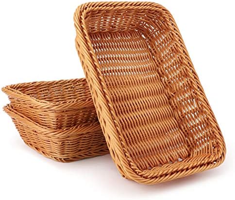 Cesta de pão de vime, eUSOAR 11,8 x 7,9 x 2,4 3pcs com mesa de mesa que serve bandejas de cestas,